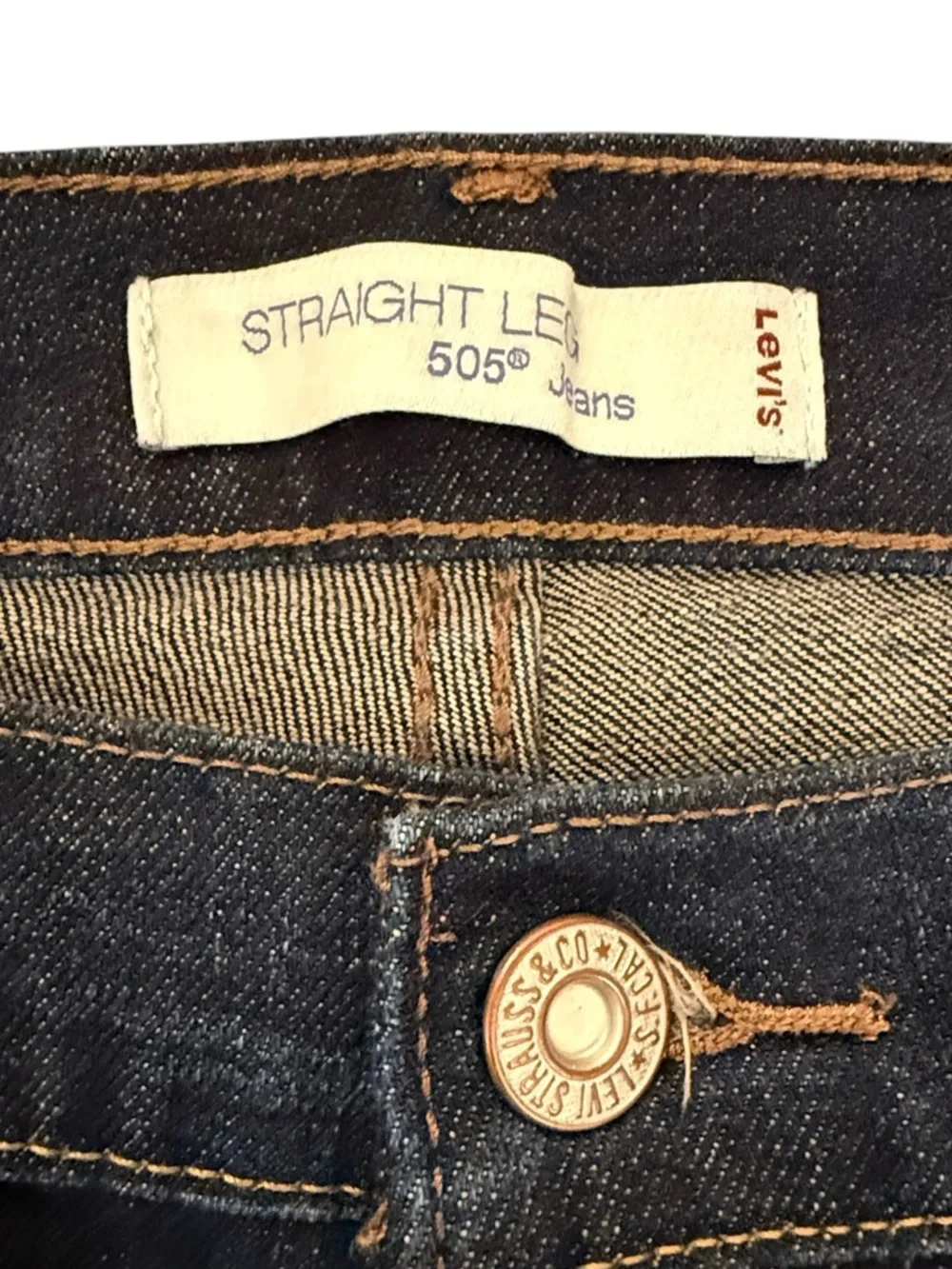 Levi’s 505 Flap Pocket Jean Dark Blue Wash Mid-Rise Bootcut Straight 12 (32x31)